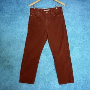 Levis Wedgie Straight Leg Button Fly Corduroy Jeans Brown-Red Size 28X26